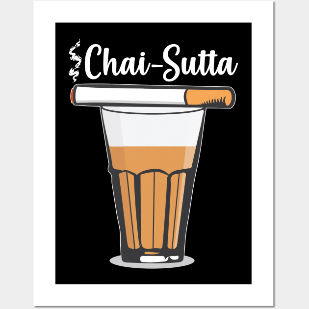 Chai Sutta Chai Tea Glass Hindi Quote Slogan Wall Art by alltheprints